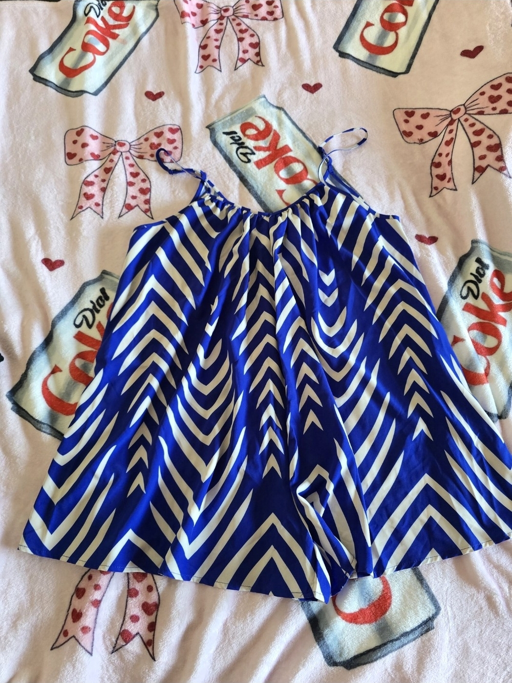 SHEIN Blue and White Chevron Romper